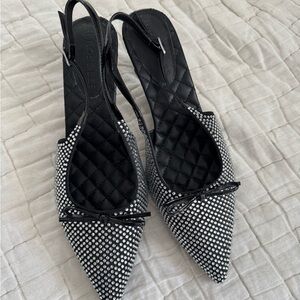 Aerosoles Black Rhinestone Slingback low heels